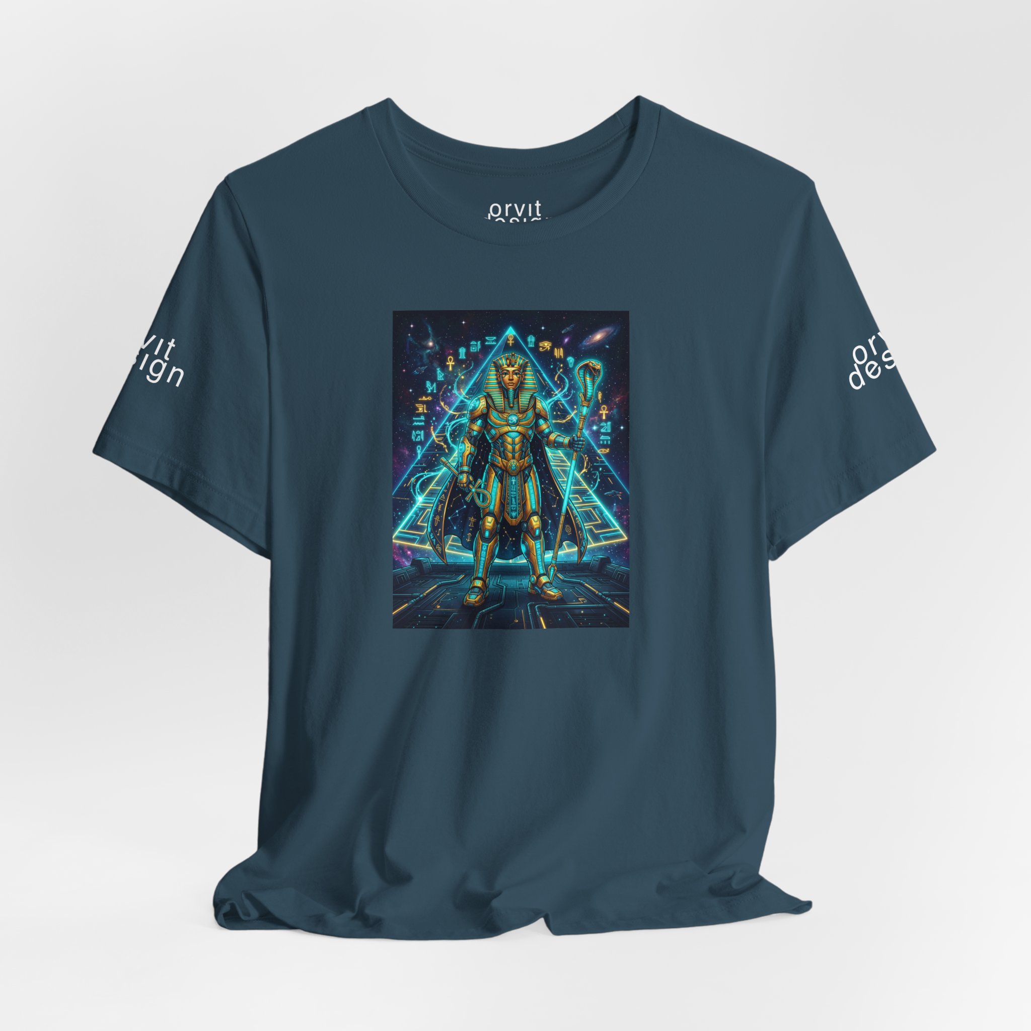 Egyptian Cyber Knight T-Shirt — Pharaoh Guardian Neon Sci‑Fi Unisex Tee - Image 5