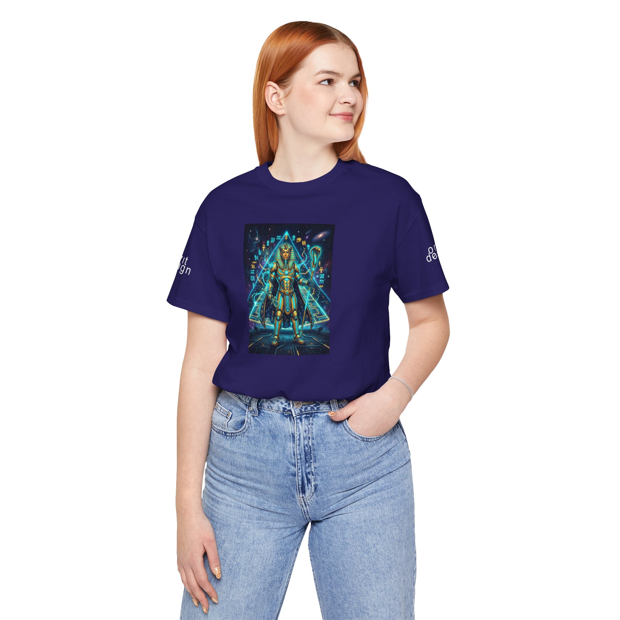 Egyptian Cyber Knight T-Shirt — Pharaoh Guardian Neon Sci‑Fi Unisex Tee - Image 24