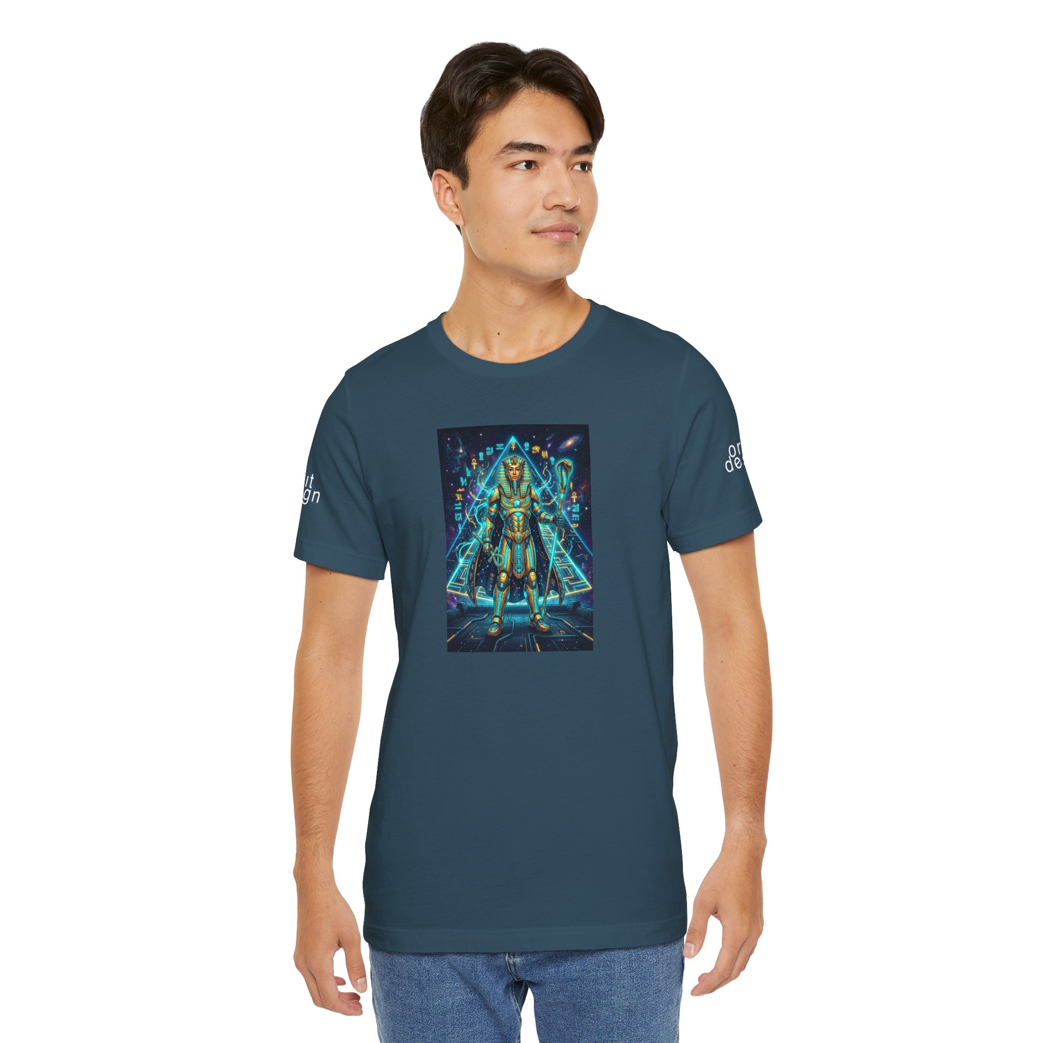 Egyptian Cyber Knight T-Shirt — Pharaoh Guardian Neon Sci‑Fi Unisex Tee - Image 8