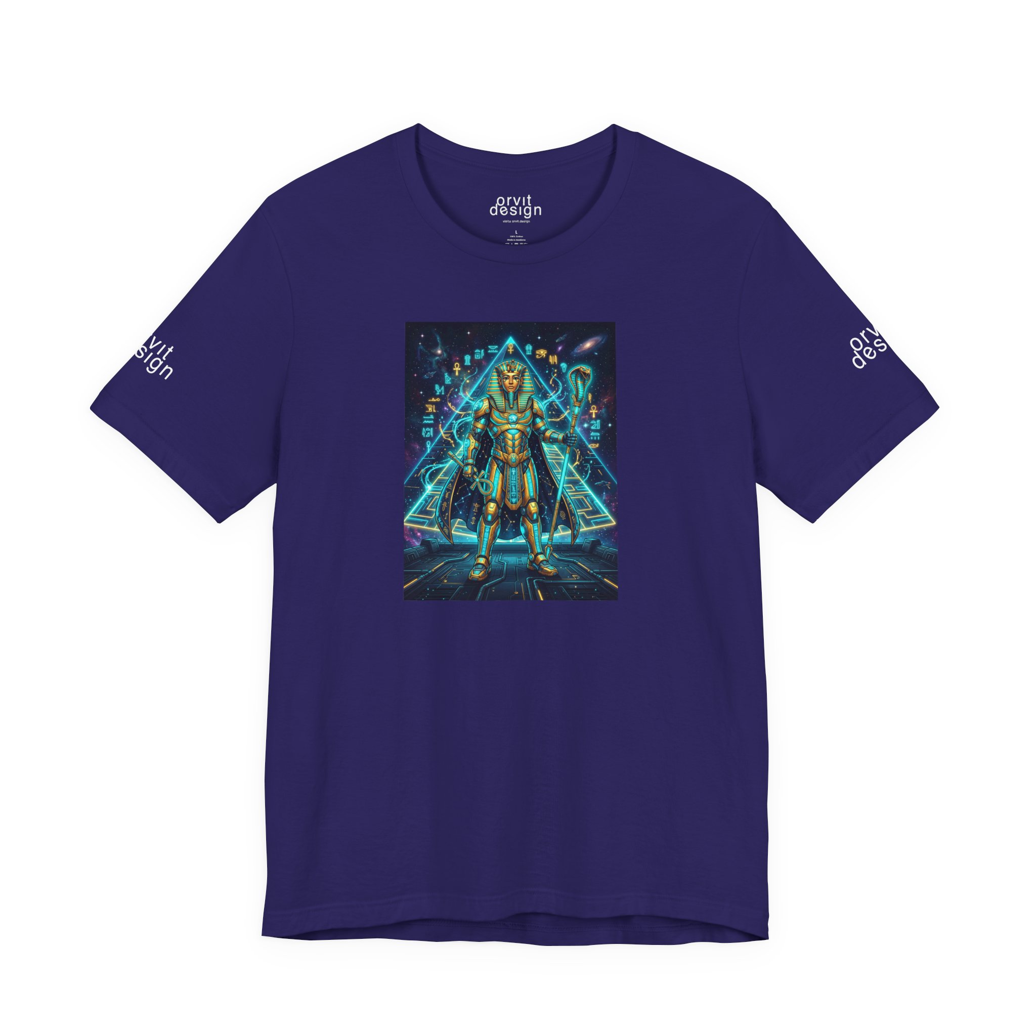 Egyptian Cyber Knight T-Shirt — Pharaoh Guardian Neon Sci‑Fi Unisex Tee - Image 17