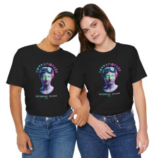 Vaporwave Statue Tee — "Interfeaz Divina" Neon Retro Aesthetic T-Shirt