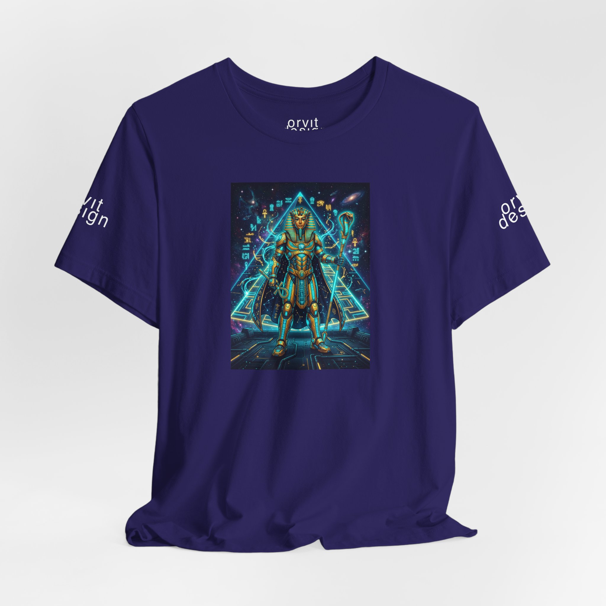 Egyptian Cyber Knight T-Shirt — Pharaoh Guardian Neon Sci‑Fi Unisex Tee - Image 20