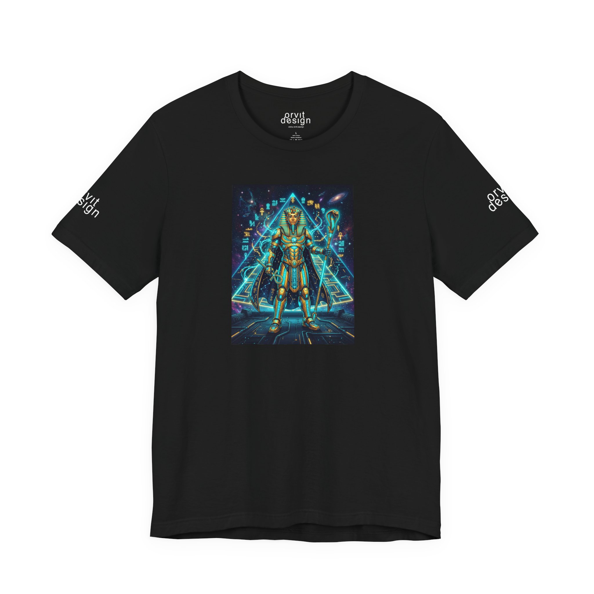 Egyptian Cyber Knight T-Shirt — Pharaoh Guardian Neon Sci‑Fi Unisex Tee - Image 9