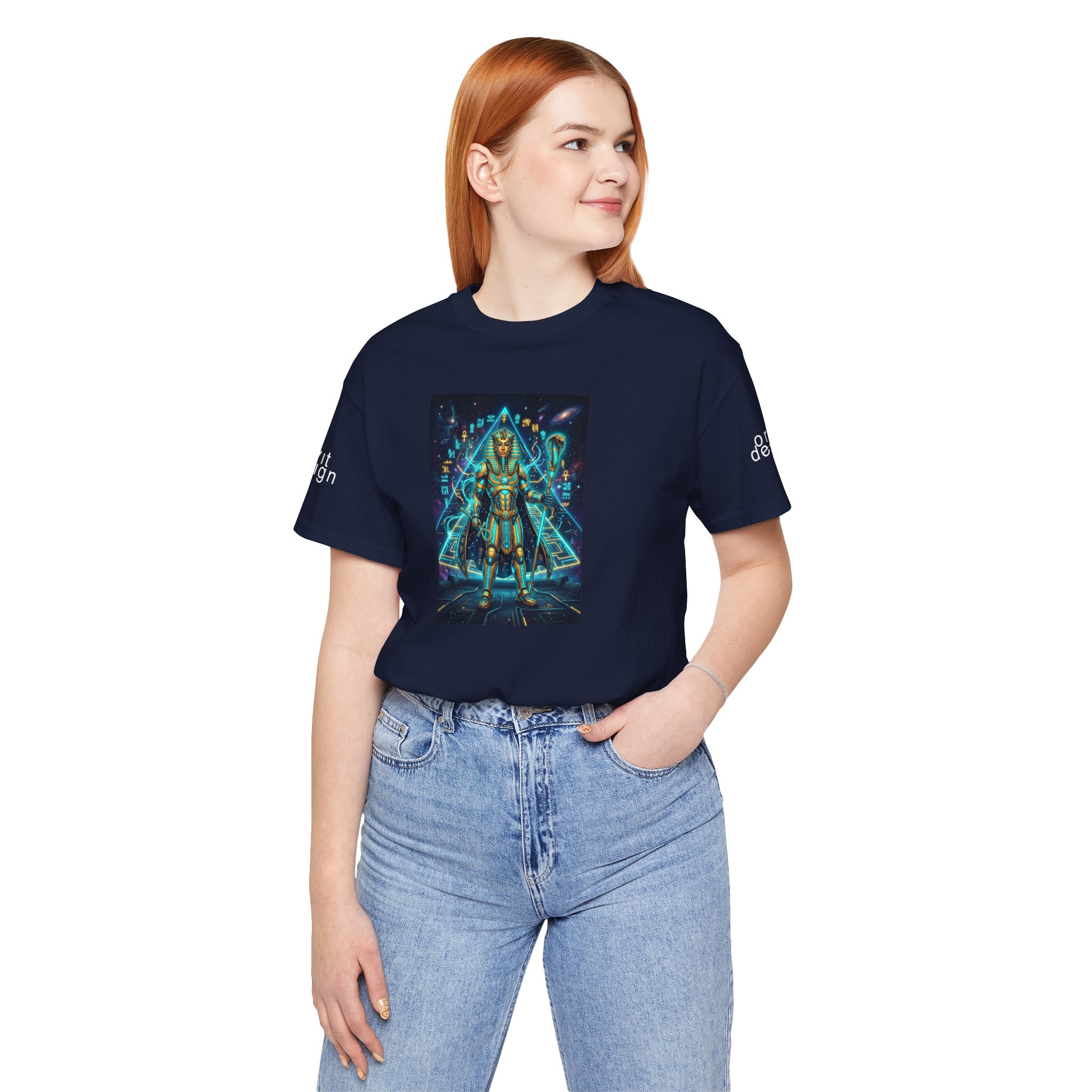 Egyptian Cyber Knight T-Shirt — Pharaoh Guardian Neon Sci‑Fi Unisex Tee - Image 32