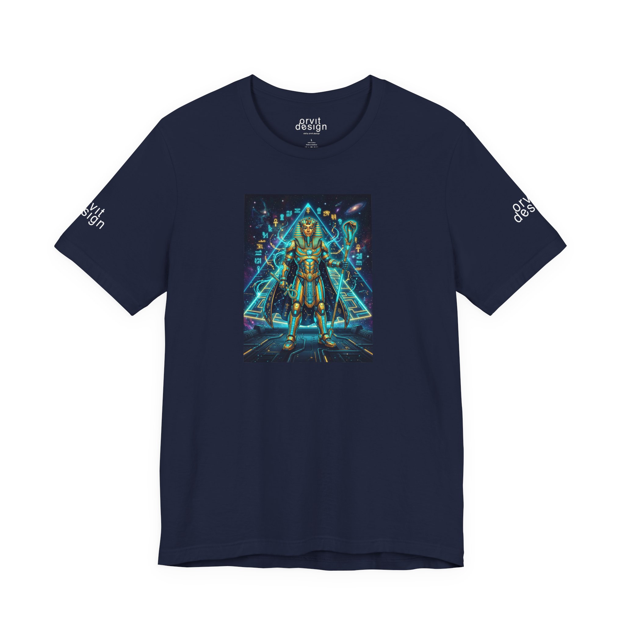Egyptian Cyber Knight T-Shirt — Pharaoh Guardian Neon Sci‑Fi Unisex Tee - Image 25