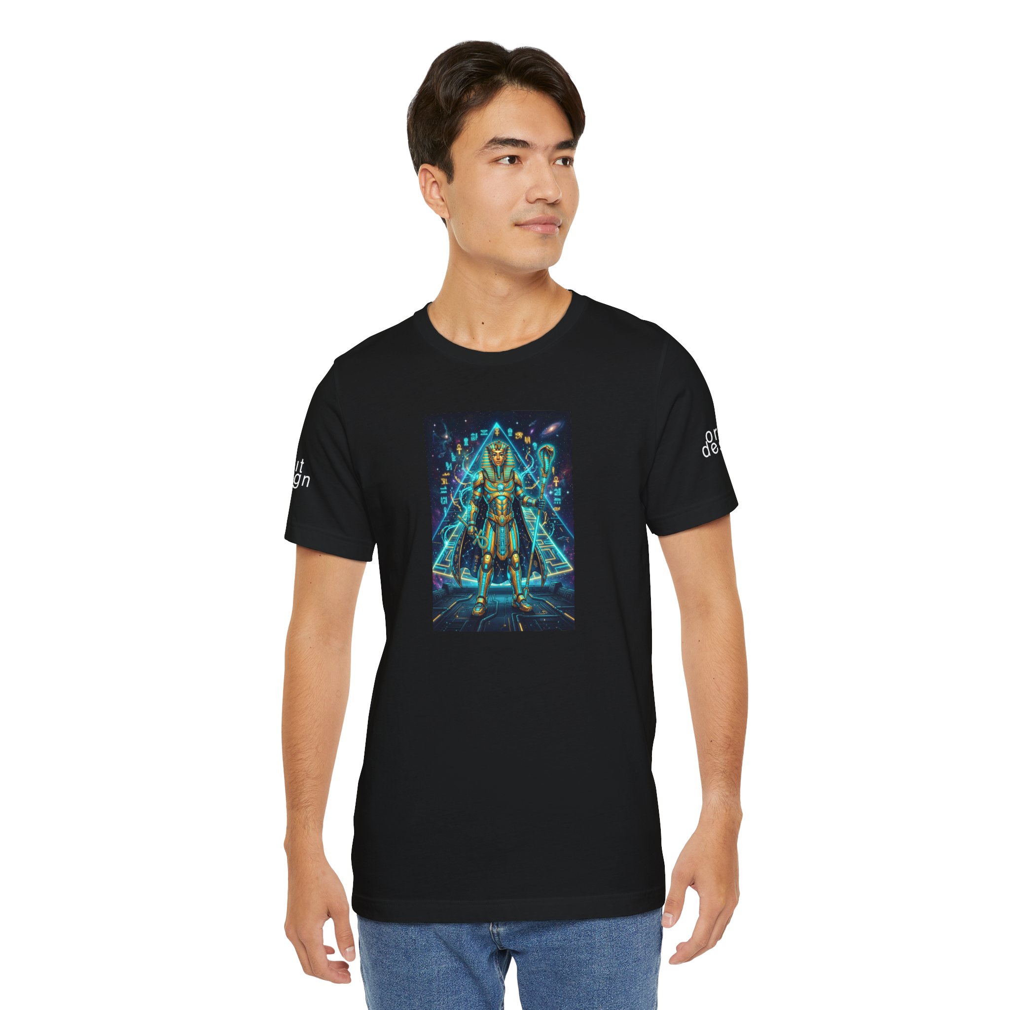 Egyptian Cyber Knight T-Shirt — Pharaoh Guardian Neon Sci‑Fi Unisex Tee - Image 15