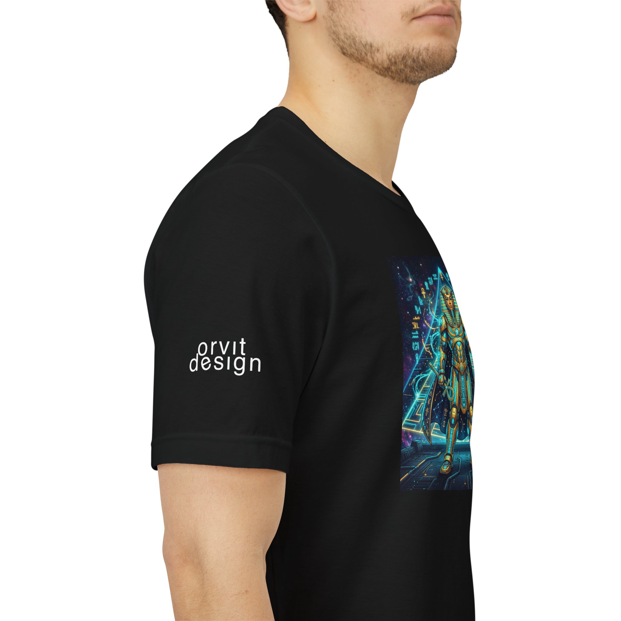 Egyptian Cyber Knight T-Shirt — Pharaoh Guardian Neon Sci‑Fi Unisex Tee - Image 13