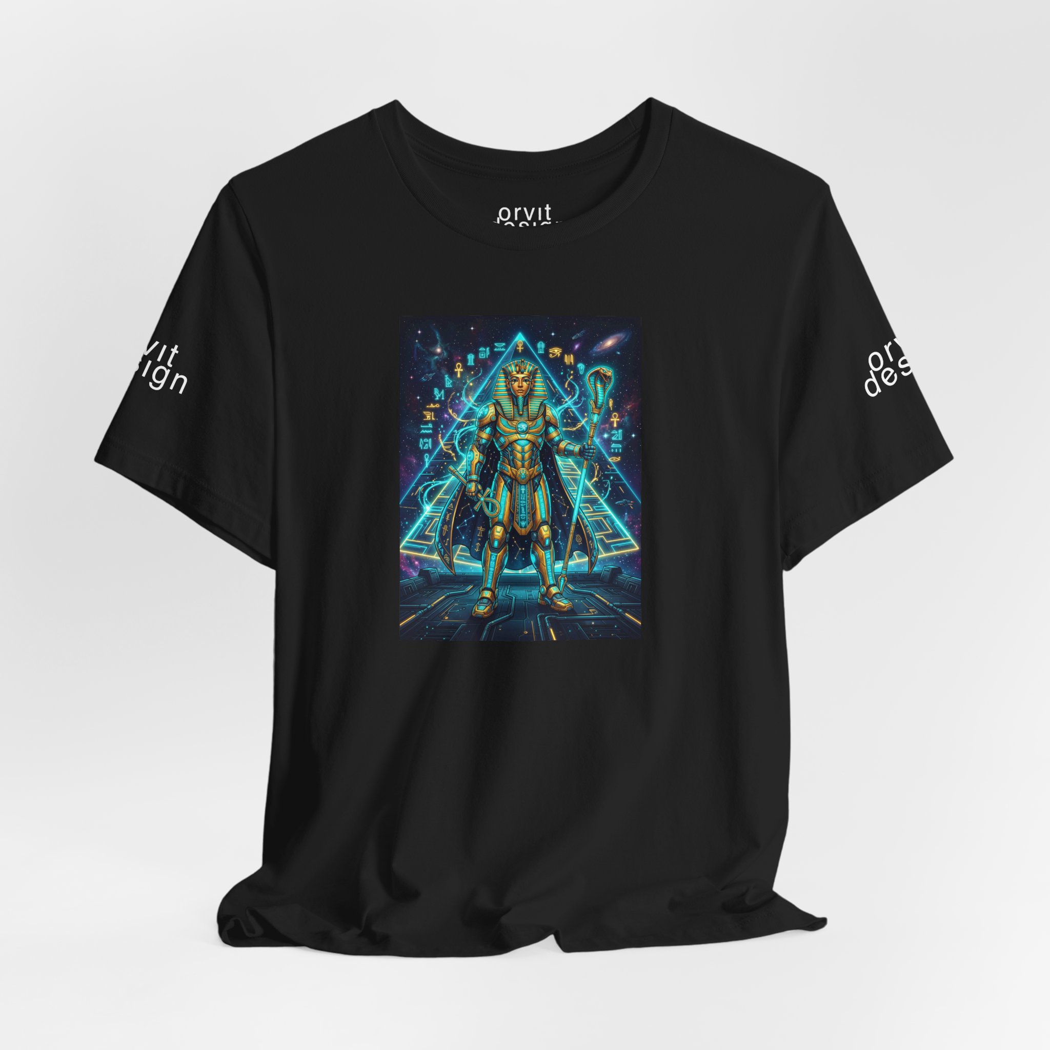 Egyptian Cyber Knight T-Shirt — Pharaoh Guardian Neon Sci‑Fi Unisex Tee - Image 12