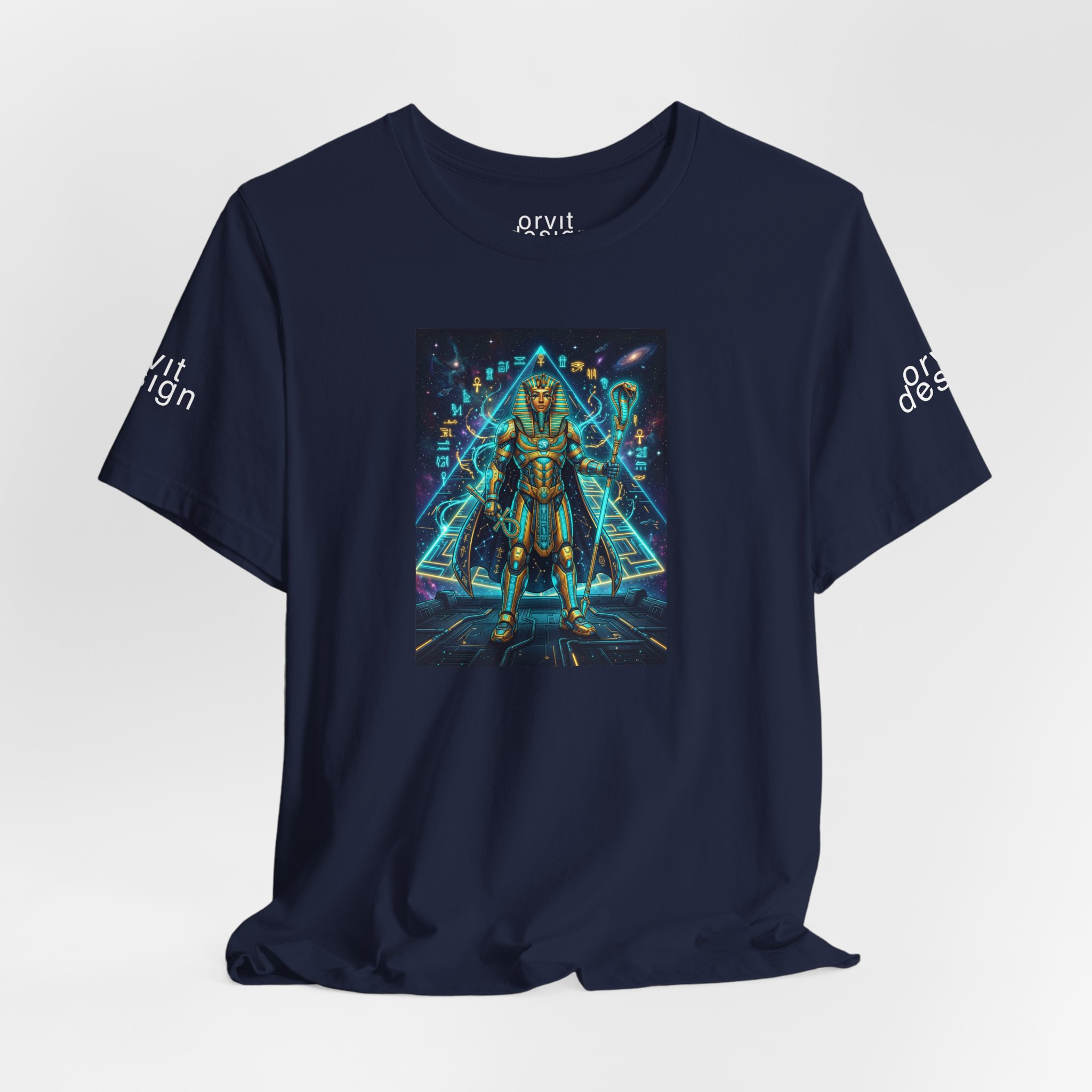 Egyptian Cyber Knight T-Shirt — Pharaoh Guardian Neon Sci‑Fi Unisex Tee - Image 28